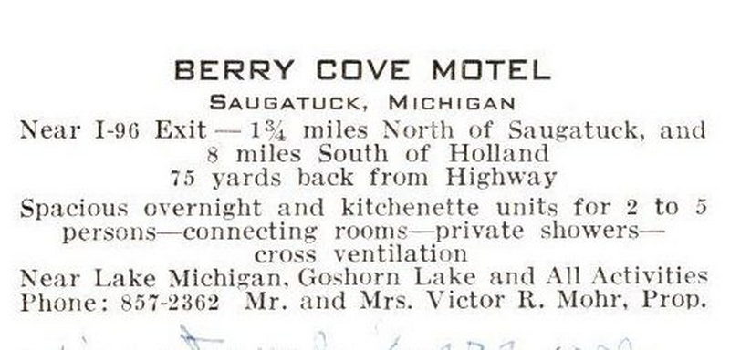 Berry Cove Motel - Vintage Postcard